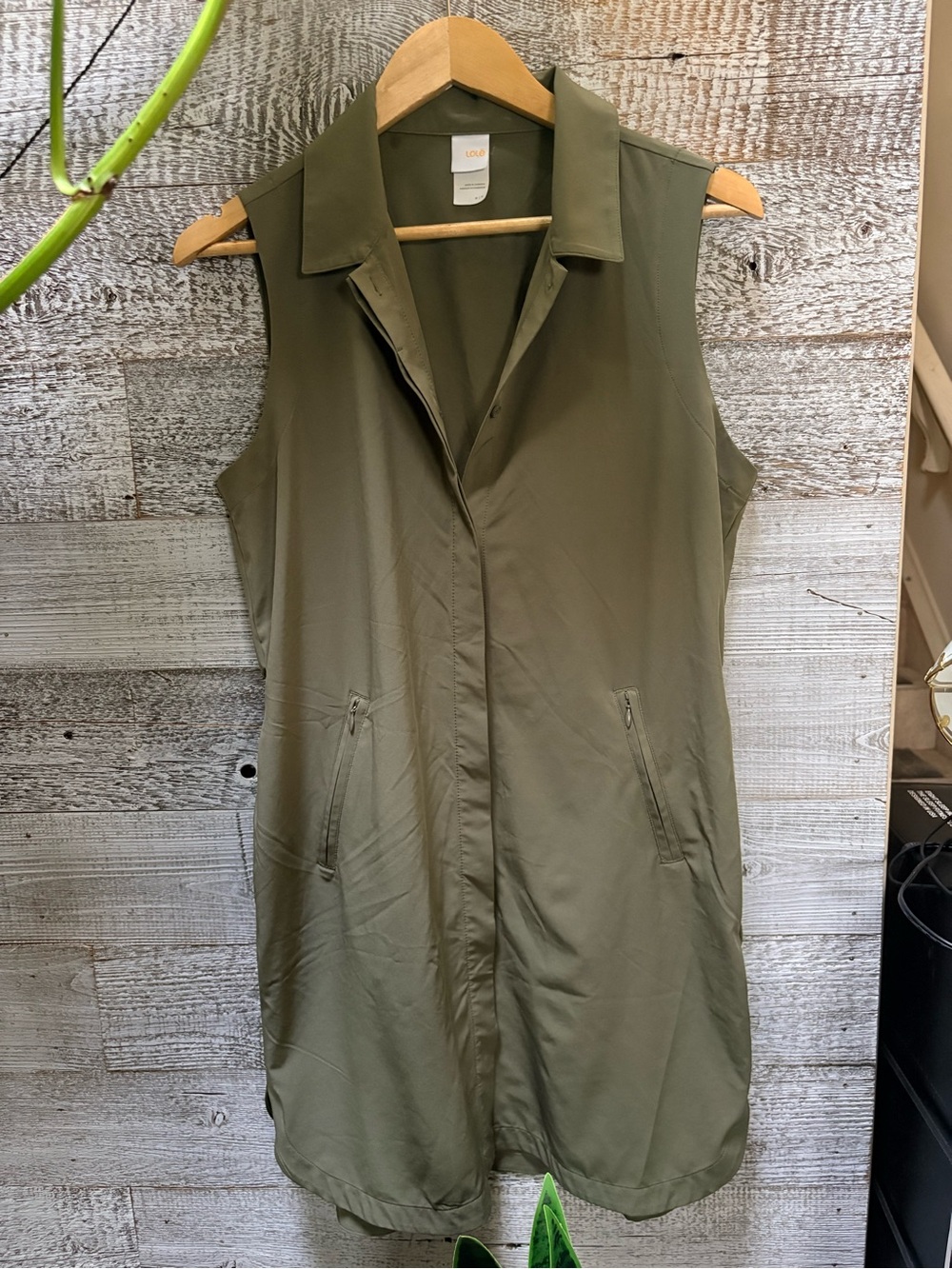 Lole | Sleeveless Button-Up Shirt Midi Dress - Women's M, Olive/Khaki